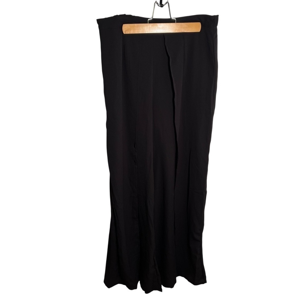 Favlux Women's Size Large Wide Leg Palazzo Pant Open Wrap Front Black Pull On